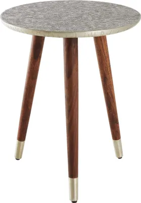 Produktbild von Beistelltisch 50cm Holz Metall Silber Design Tisch Modern Wohnzimmer JETZT KAUFE
