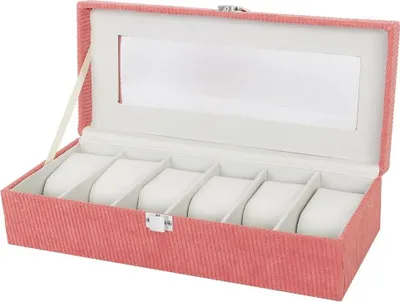 Image de Boîte à montres Versa Rouge Polyester 13,5 x 9 x 30,5 cm