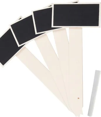 Image de étiquettes pour plantes 21 x 9 cm bois beige/noir 5 pièces