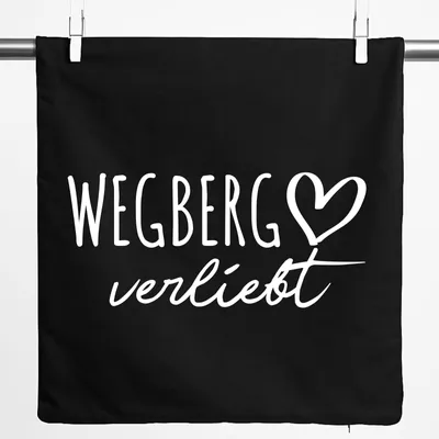 Produktbild von Huuraa Kissenbezug Wegberg verliebt 40x40cm Black Baumwolle Dekokissenbezug Geschenkidee