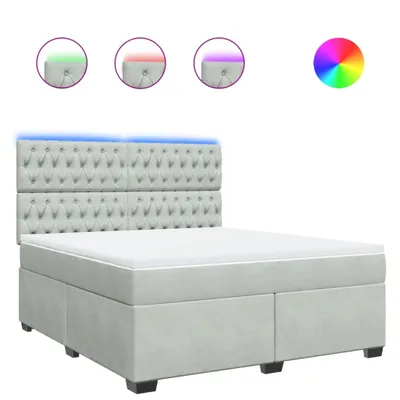 Produktbild von Boxspringbett mit Matratze Hellgrau 180x200 cm Samt
