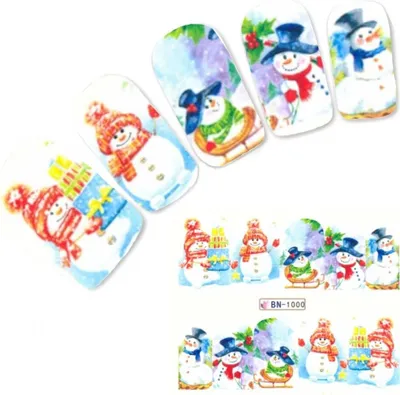 Produktbild von Tattoo Nail Art Nikolaus Weihnachten Schneemann Aufkleber Nagel Sticker