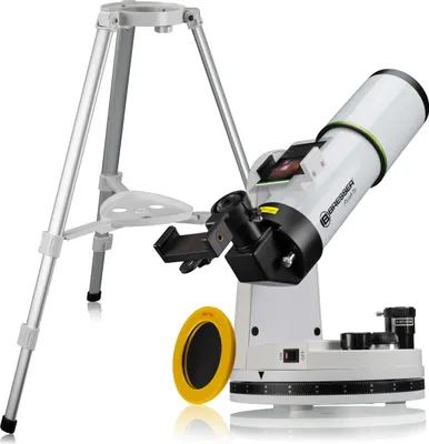 Produktbild von Bresser PushTo AR-80/400 Smart Teleskop für Android und Windows, 80mm Objektiv, 400mm Brennweite, Bluetooth, mit Stativ und Smartphone-Adapter