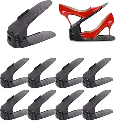 Produktbild von 30er Set Verstellbarer Schuhregal Schuhstapler Schuhhalter Schuhorganizer 3 höhenverstellbar, rutschfest