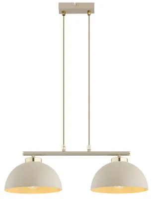 Produktbild von KAR LIGHTING Pendellampe 2-flammig Beige – Moon Ecru Kaschmir Leuchte aus Metall – E27 Lampen für Küche oder Essbereich – LED geeignet