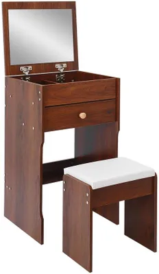 Productafbeelding van Make-up tafel met spiegel en kruk - Modern design - 40 x 37.5 x 72 cm