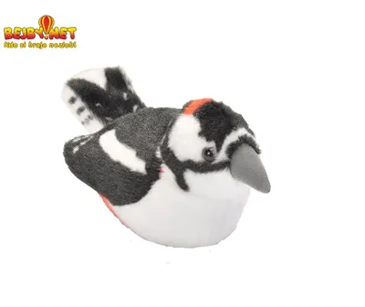 Obrázek produktu pro Plyšový ptáček Strakapoud velký se zvukem - 15 cm