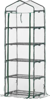 Produktbild von Foliengewächshaus Mit 5 Regalen, Mini-Gewächshaus, Für Blumen Oder Gemüse, Treibhaus, Transparent+Grün, 69X49X193Cm