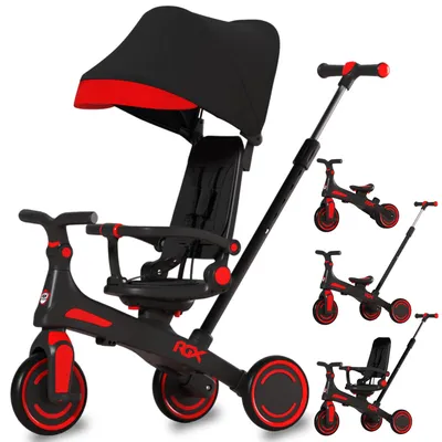 5-in-1 Dreirad für Kinder 1-3 Jahre, 360° Sitz, Sonnendach