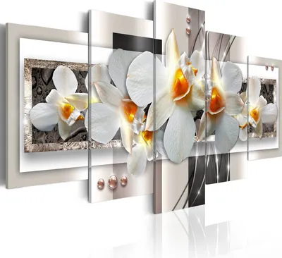 Produktbild von Leinwandbilder 200x100 cm b-A-0042-b-n Vlies Leinwandbild 5 tlg Kunstdruck modern Wandbilder XXL Wanddekoration Design Wand Bild BLUMEN ORCHIDEE