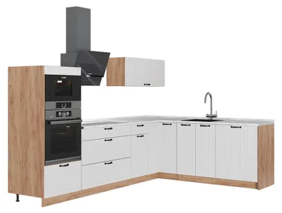 Produktbild von Eckküche Vicco Fame-Line Weiß Landhaus/Goldkraft Eiche 287 x 60 cm, AP Marmor, Model 63519