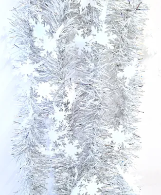 Produktbild von Lametta 5m Girlande Weihnachten Weihnachtsgirlande Christbaumschmuck Deko Schneeflocken LMT10 Silber