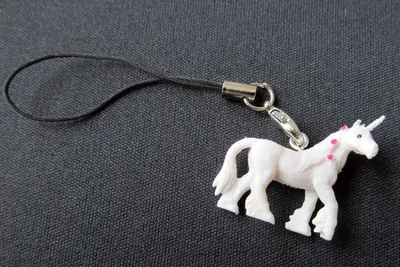 Produktbild von Einhorn Handyanhänger Miniblings Pferd Handyschmuck Unicorn Fantasy weiß Punkte