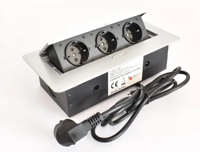Produktbild von Einbausteckdose Küche Tischsteckdose versenkbar Fach [3x250V] MB1 Silber