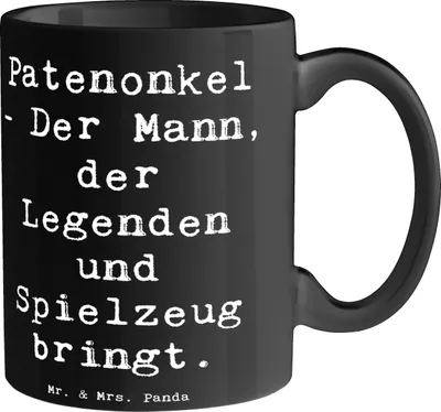 Produktbild von Mr. & Mrs. Panda Kaffeetasse Spruch Patenonkel Geschenk - Schwarz - Freude, Pott, Familie, Tasse, kakaobecher, schöne, Geschichten, Patenschaft, persönliche Erinnerungen