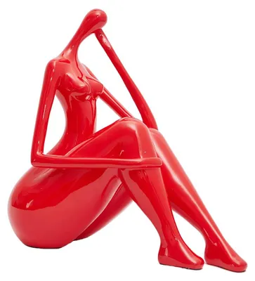 Yoga-Figur abstrakt, Polyresin, 26 cm, rot, Dekoration