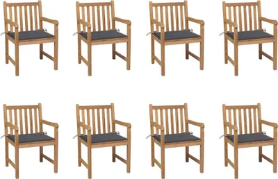 Produktbild von Gartenstühle 8 Stk. mit Anthrazit Kissen Massivholz Teak