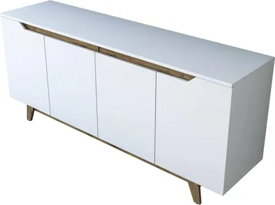 Image de Ascaro - Buffet, 180x45x79h cm Blanc, 2 Étagères