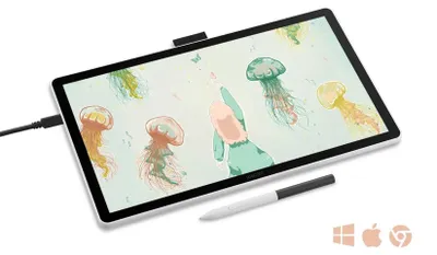 Produktbild von Wacom One 14, Kabelgebunden, 2540 lpi, 309 x 174 mm, USB, 8 mm, Stift