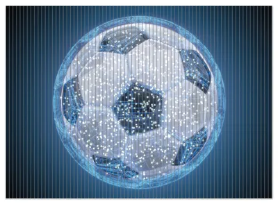 Produktbild von Wallario Duschmatte Antirutschmatte Badmatte Fußmatte Fußball digital - Netzwerk in blau, Größe ca. 90 x 65 cm
