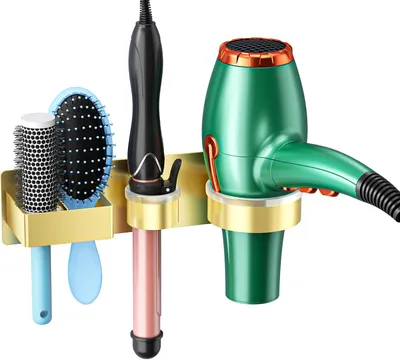 Produktbild von Föhn – Haartrocknerhalter – Haartrocknerhalter ohne Bohren – 3-in-1 Haartrocknerhalter – Badezimmer – Haartrocknerhalter – Wandhalterung – Haartrocknerhalter für Glätteisen