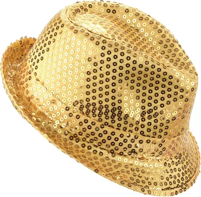 Obrázek produktu pro Klobouk Trilby party klobouk s flitry zlatý