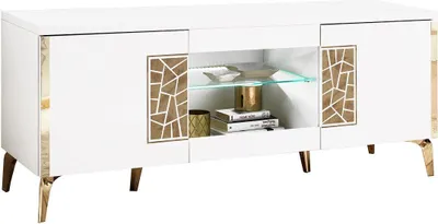 Produktbild von Lowboard Stella in Weiß/Gold 200 cm