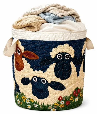Wasmand mit Schafsmotiv, 56 × 40,5 cm, mit Henkel