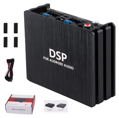 Produktbild von Auto Verstärker - 4-Kanal DSP Endstufe - 60W Ausgangsleistung - 2Ω Impedanz - Rauschabstand >90dB - 12V - Für Android Autoradio Display - Schwarz