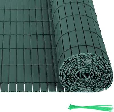Produktbild von Aopunly PVC Sichtschutzmatte W-Struktur Verstärkung Innen, Balkon Sichtschutz mit Kabelbindern, Sichtschutzzaun Windschutz Wasserdicht ohne Bohren, Grün 1,6 x 3m