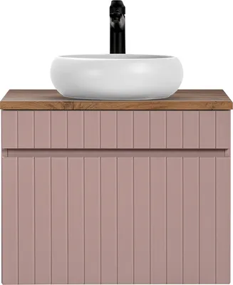 Produktbild von Waschbeckenunterschrank 60 cm, Waschbecken rund IRAKLIO-56-ROSE rosa Eiche Nb., B/H/T ca. 60,4/60,5/46 cm