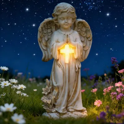 Schutzengel Solar-Gartenfigur mit LED, wetterfest, 30,5 cm