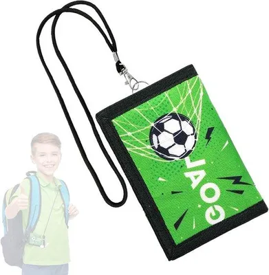 Produktbild von Kinderportemonnee mit Fußballmotiv und Klettverschluss für Jungen und Mädchen, schwarz