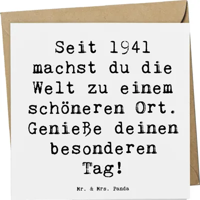Produktbild von Mr. & Mrs. Panda Glückwunschkarte Spruch 1941 Geburtstag - Weiß - Geschenk, Ehrentag, Klappkarte, Glückwunsch, doppelkarte, besonderer Tag, Erinnerungen, Grußkarte, Seit