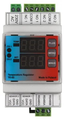 Produktbild von TE-02 Digitales Zweikanal oder Doppelthermostat RS485 Modbus fähig