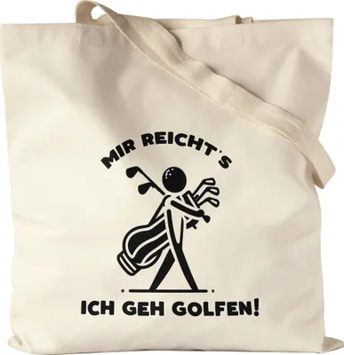 Produktbild von Mir reichts ich geh Golfen Silhouette Golfbag Jutebeutel - Humorvolles Golf Geschenk