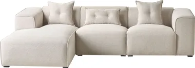 Produktbild von BELIANI Ecksofa Hellbeige Stoffbezug L-Förmig Rechtsseitig für 3 Personen Zeitgenössisch Modern Wohnzimmer