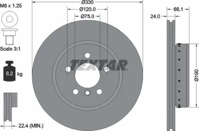 Produktbild von 2x TEXTAR Bremsscheibe 92265825 für BMW 5 Touring (F11) 5 Limousine (F10) 66 1mm