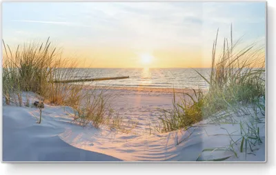 Produktbild von DEQORI Frühstücksbrett Glas 23x14 cm 'Abendsonne an der Ostsee' Schneidebrett Platte