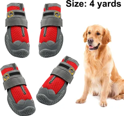 Produktbild von Wasserdichte Hundeschuhe für Hunde mit reflektierendem Klettverschluss, robuster, rutschfester Sohle und rutschfestem Halt für die Pfoten im Freien, geeignet für mittelgroße bis große Hunde