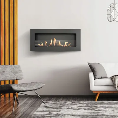 Produktbild von Wandkamin Bioethanol DELTA SLIM schwarz mit Verglasung