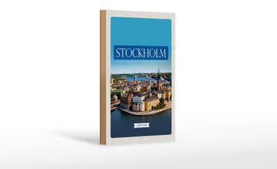 Produktbild von Holzschild Reise 12x18 cm Stockholm Schweden Mittelalter Stadt