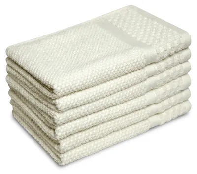 Produktbild von PHLOX Gästetücher Set - Popcorn Soft Kollektion - 30x50 cm - 6 Teilig - 100% Baumwolle - 500 g/m² - Weich - Saugfähig -   Green  - Creme
