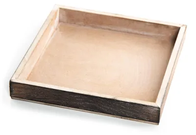 Holzschale dekorativ 20x20 cm, kleines Tablett, Kerzentablett
