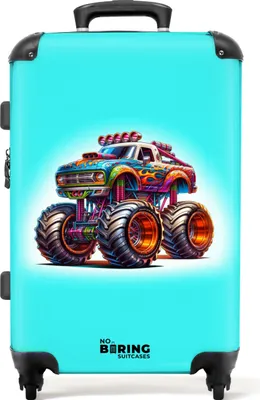 Obrázek produktu pro NoBoringSuitcases.com® Velký kufr - Ilustrace monster trucku - Kombinovaný zámek TSA - Pevná skořepina na kolečkách - 72 litrů - Cestovní kufr - 66 cmKufr Medium 67x43x25 cm, 72L,