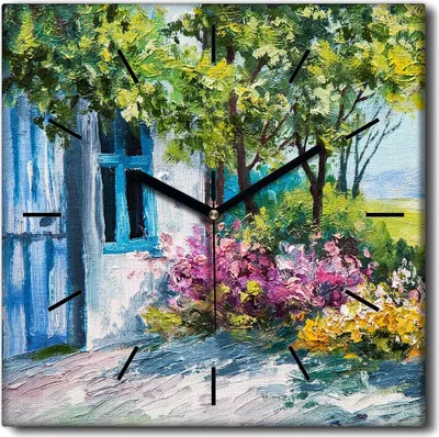 Produktbild von Coloray Uhr auf Leinwand 30x30 cm Wand Uhr Dekoration Wohnzimmer Segeltuch schwarze Hände -Landschaftsgartenhaus.