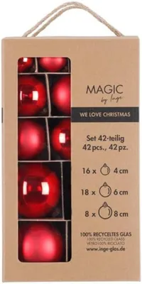 Immagine prodotto di Palline di Natale Merry Red 4 cm 6 cm 8 cm 42 pezzi