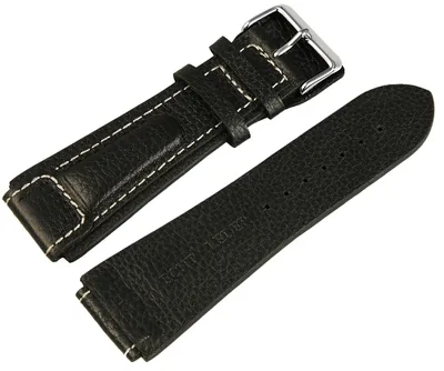 Produktbild von Echtleder Armband in schwarz, genarbt, gepolstert, 24 mm