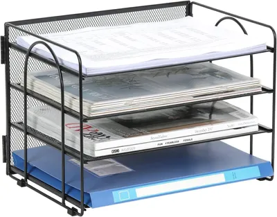 Produktbild von Büroorganizer A4, 4 Fächer, Metall, schwarz, für Büro