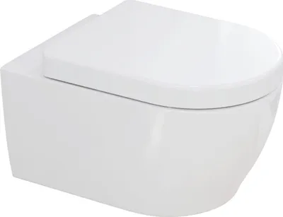 Produktbild von Aqua Bagno Spülrandlose Toilette Wand-WC Inkl. abnehmbaren Sitz mit Softclose Absenkautomatik  525 x 360 x 330 mm